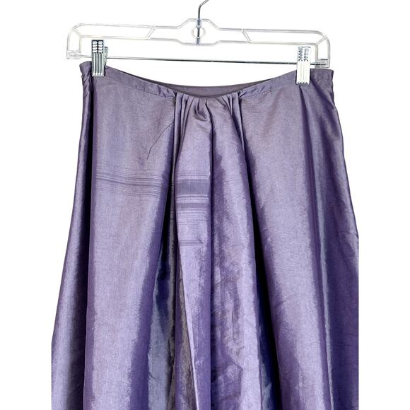 Express Purple Iridescent Silky A-line Event Back Pleat Maxi Skirt Size 5/6 - Picture 5 of 8